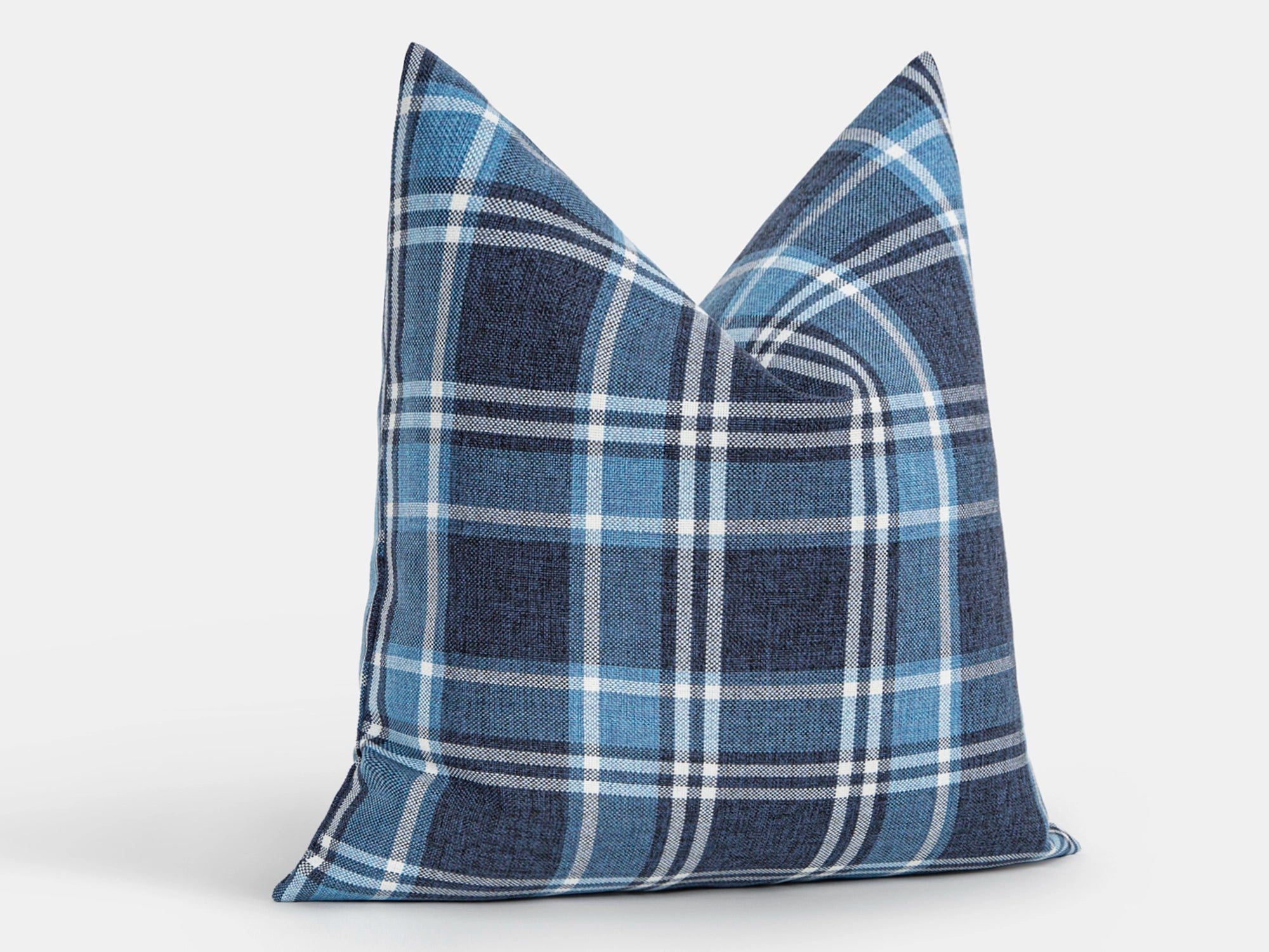 Blue Plaid Pillow Cover