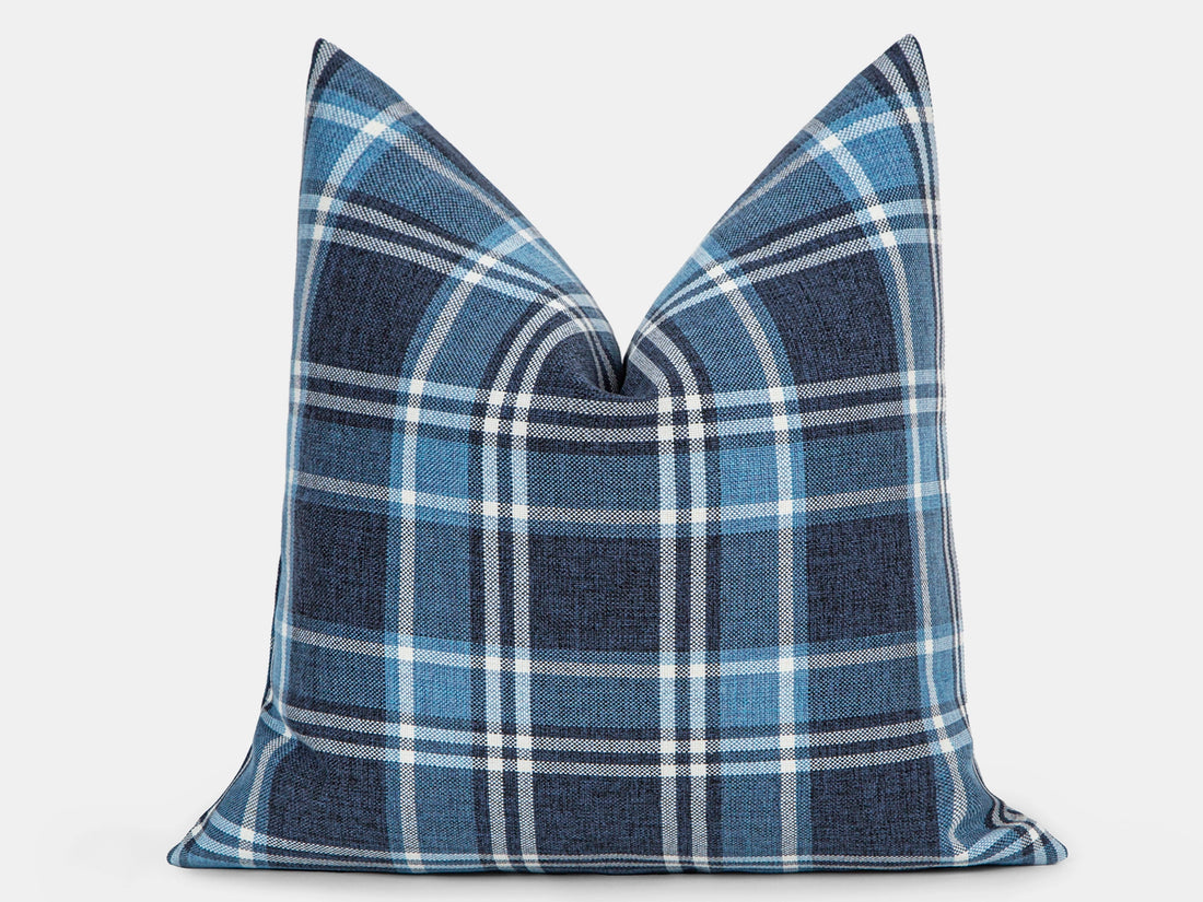 Blue Plaid Pillow Cover