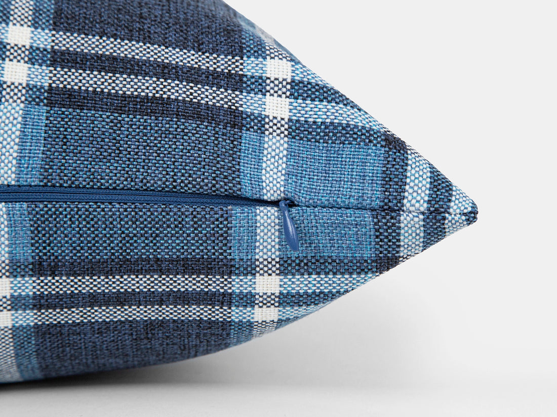 Blue Plaid Pillow Cover