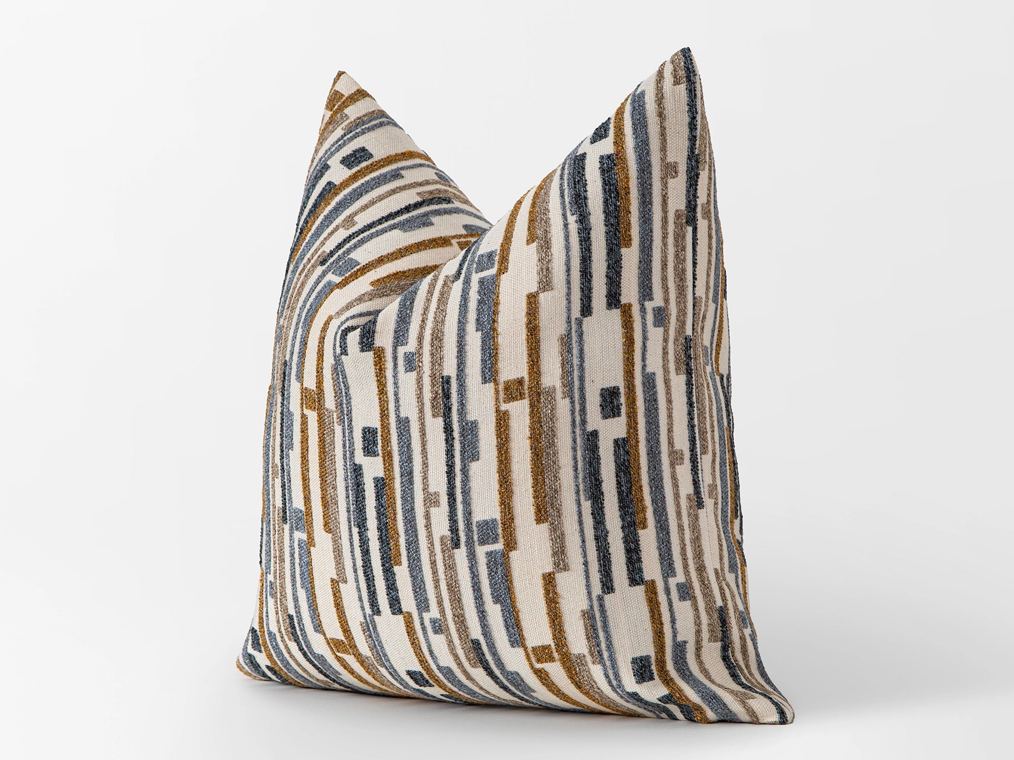 Blue Dash Stripe Textured Pillow Cover