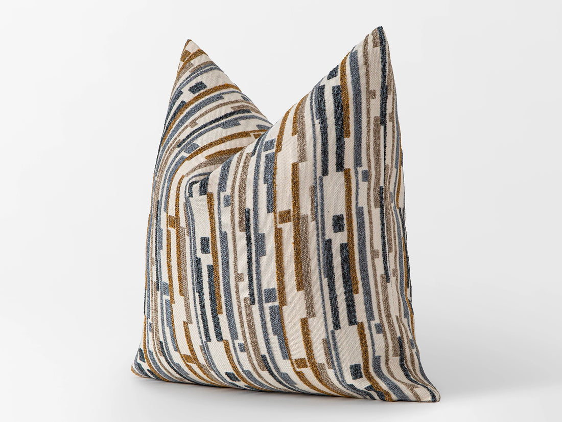 Blue Dash Stripe Textured Pillow Cover