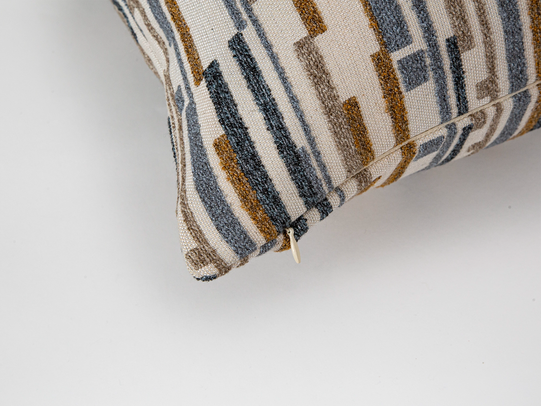 Blue Dash Stripe Textured Pillow Cover