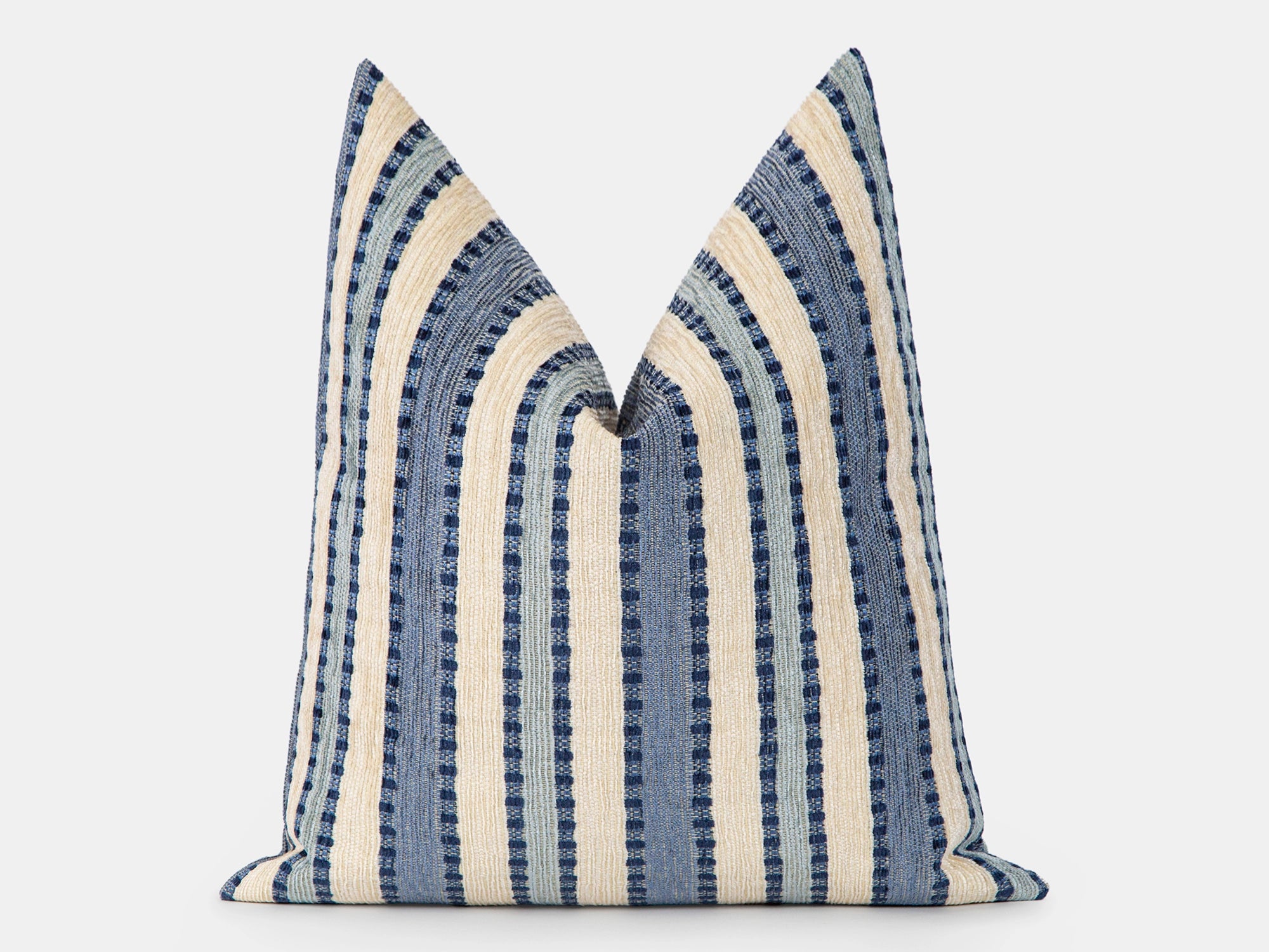 Blue Striped Woven Pillow Cover