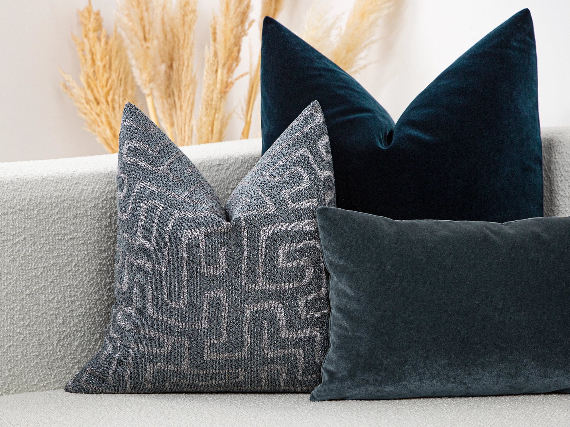 Dark Dutsy Blue Maze Pillow Cover - Tessera