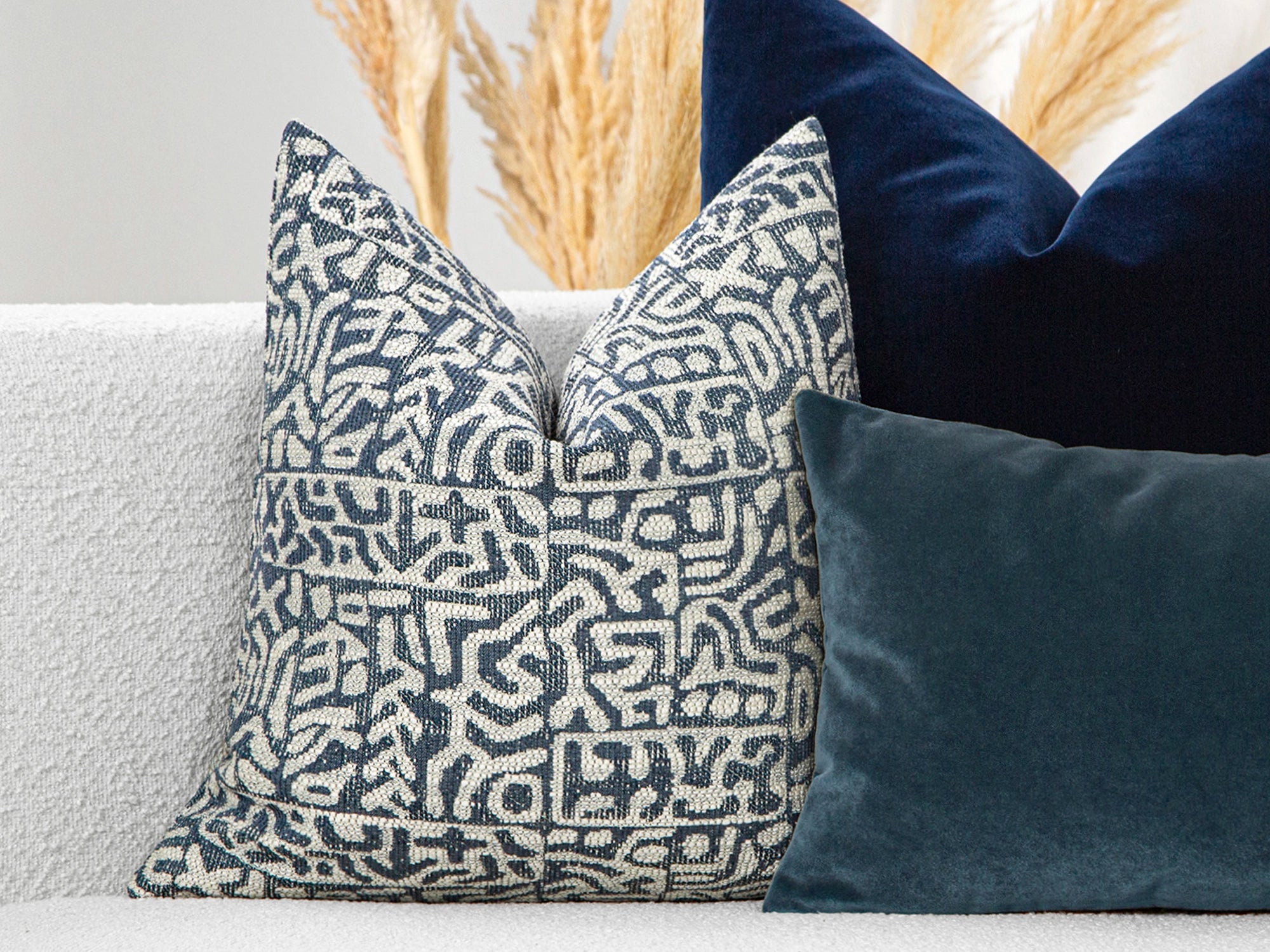 Blue Tribal Geometric Pillow Cover