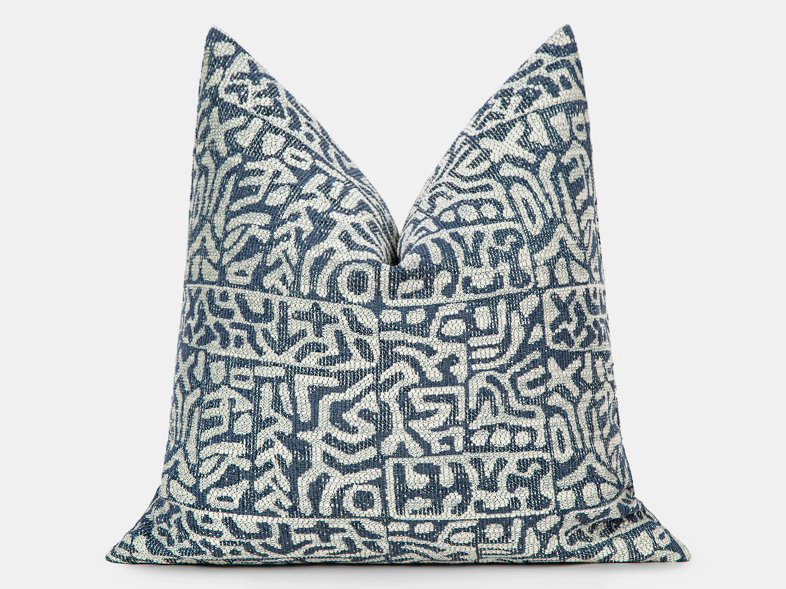 Blue Tribal Geometric Pillow Cover