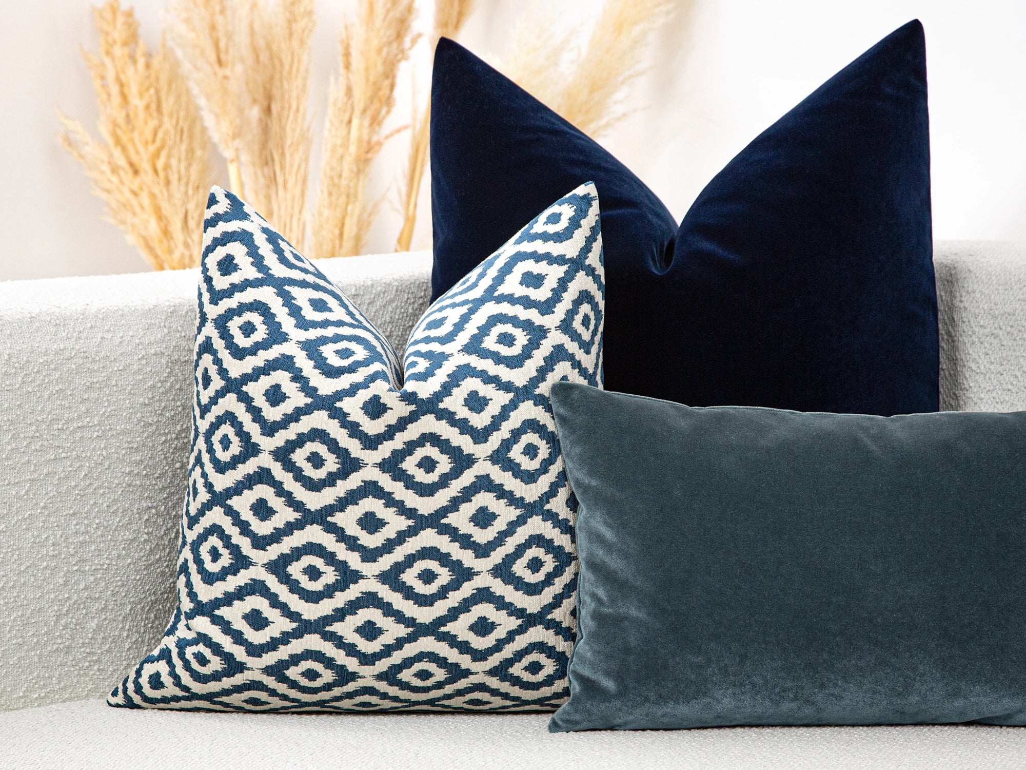 Blue Ikat Woven Pillow Cover - Vector