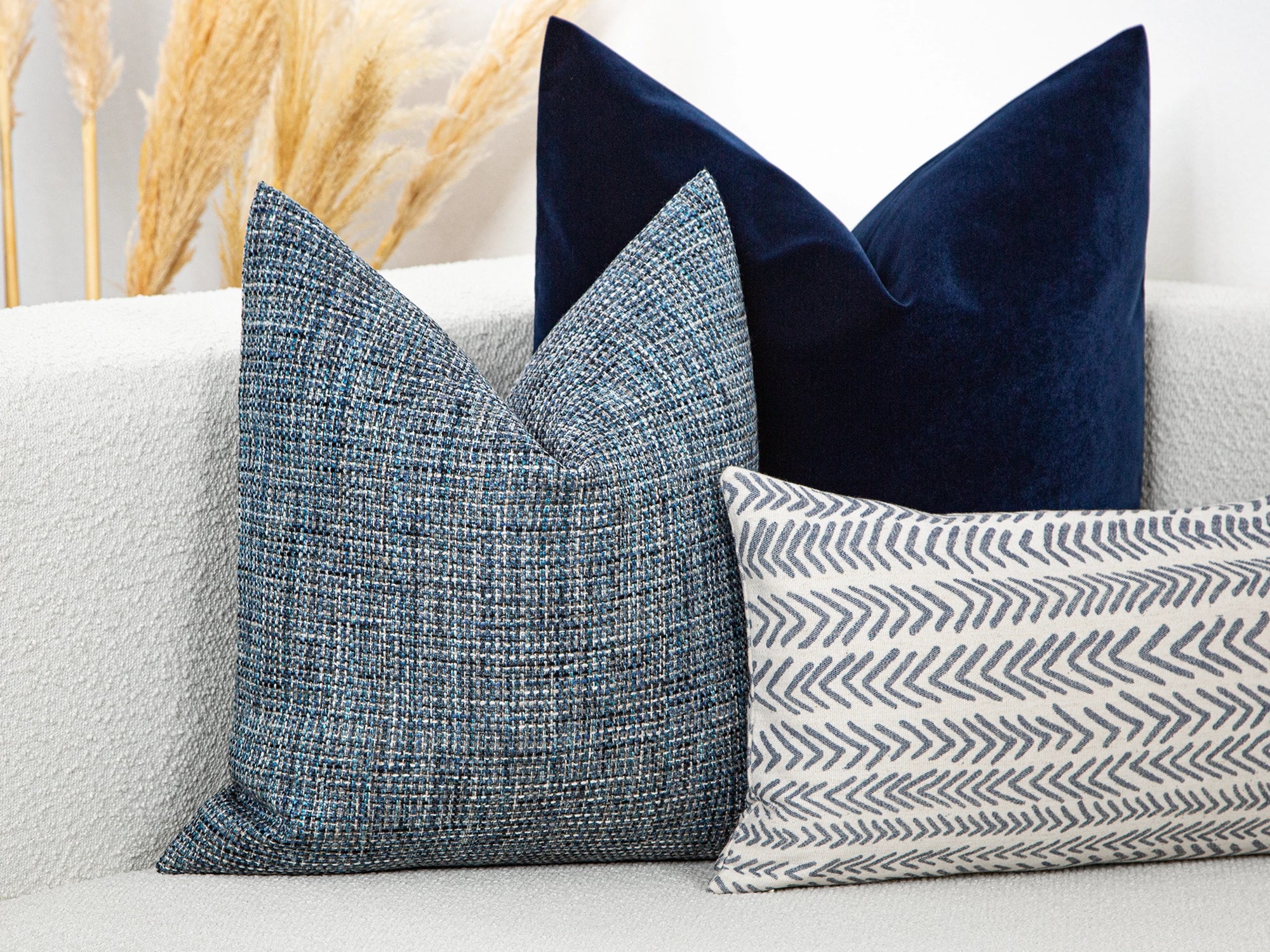 Blue Woven Linen Pillow Cover
