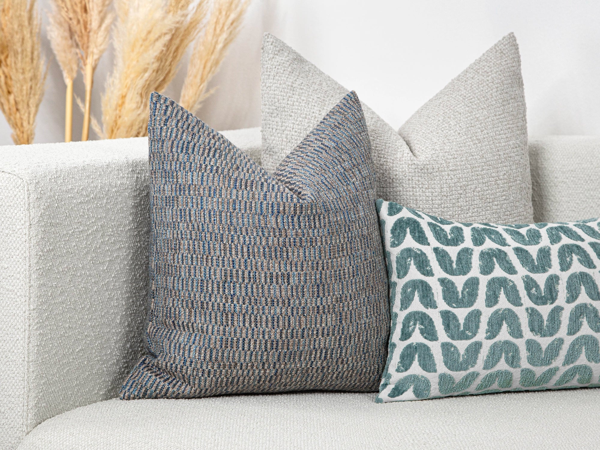 Blue Woven Throw Pillow Cover