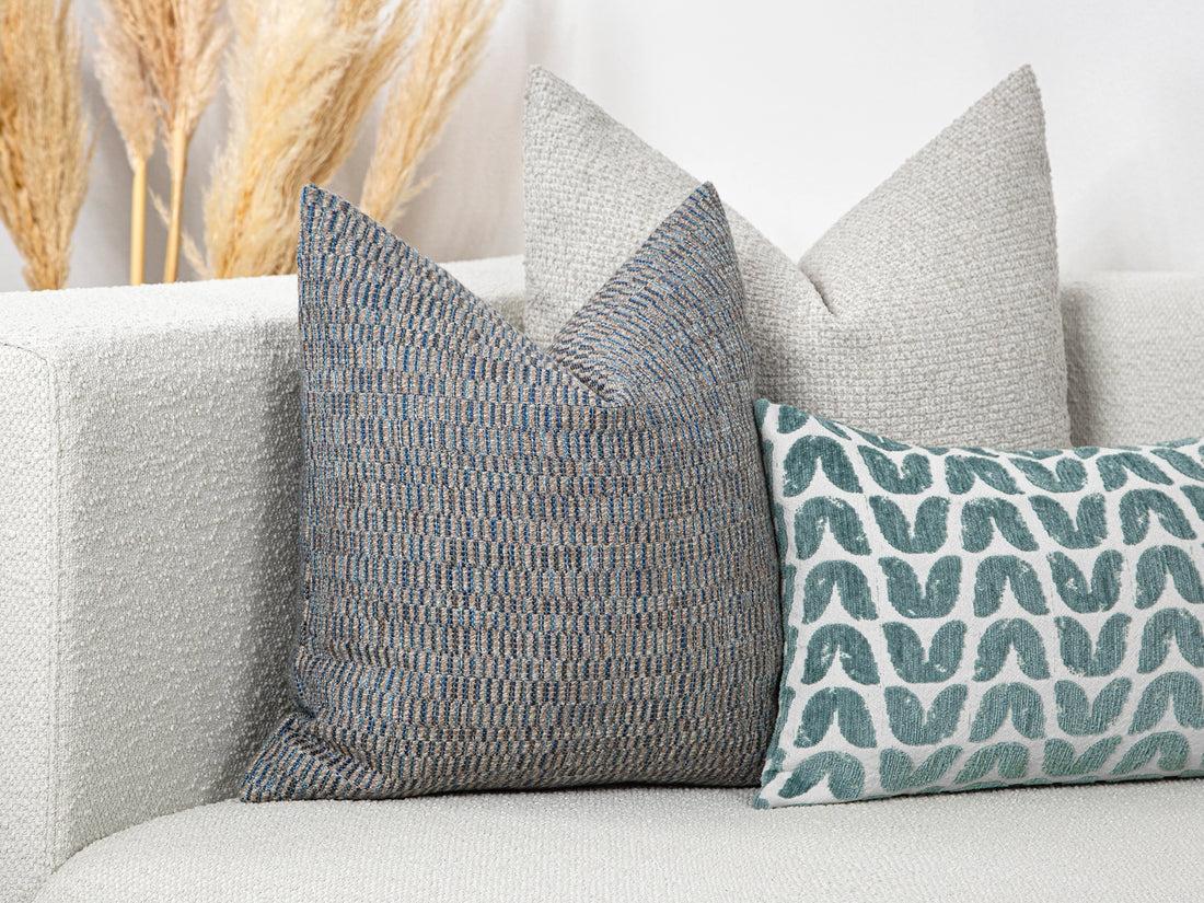 Blue Woven Throw Pillow Cover