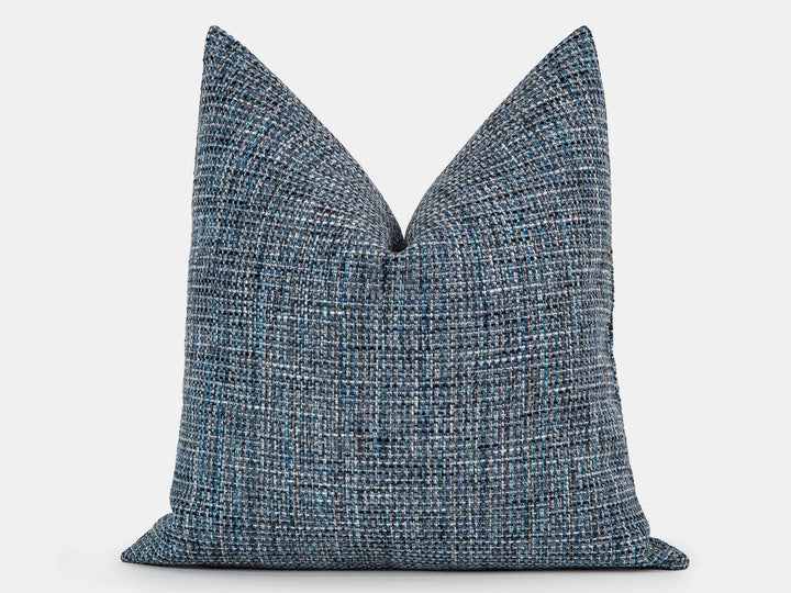 Blue Woven Linen Pillow Cover