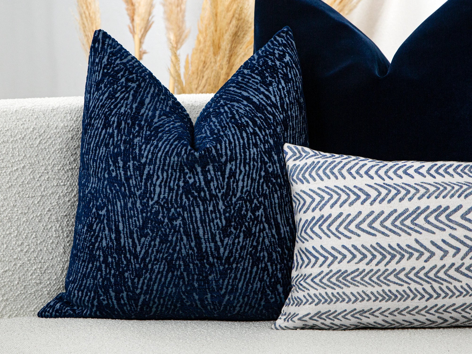 Blue Abstract Zebra Textured Pillow Cover