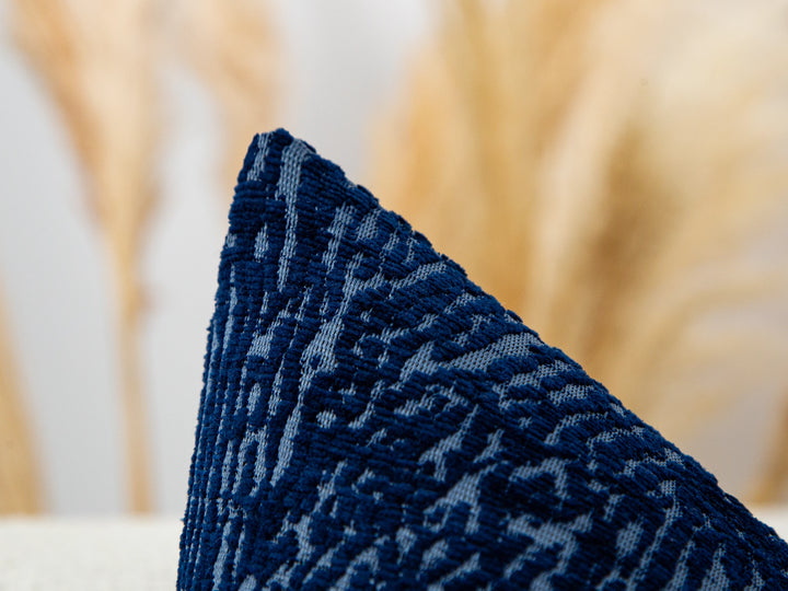 Blue Abstract Zebra Textured Pillow Cover