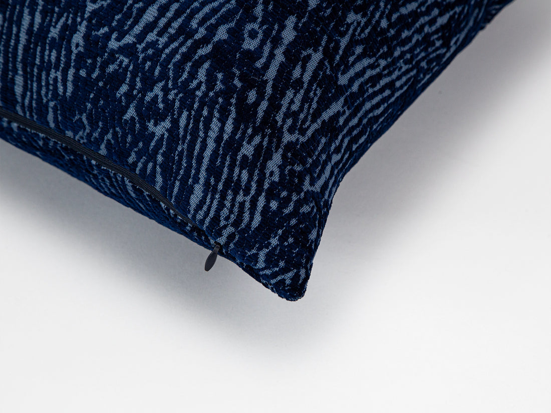 Blue Abstract Zebra Textured Pillow Cover