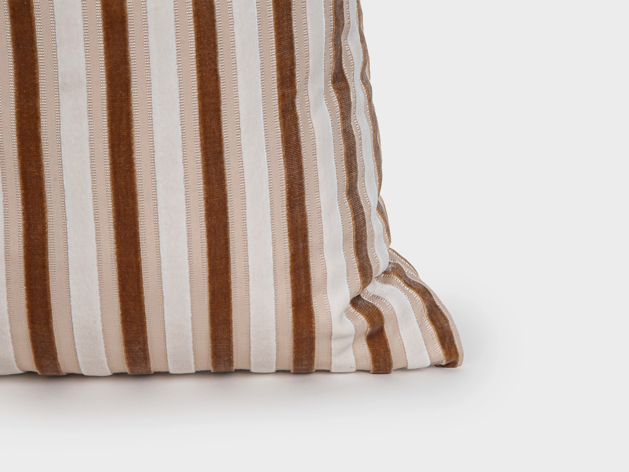 Blush Beige Striped Velvet Pillow Cover