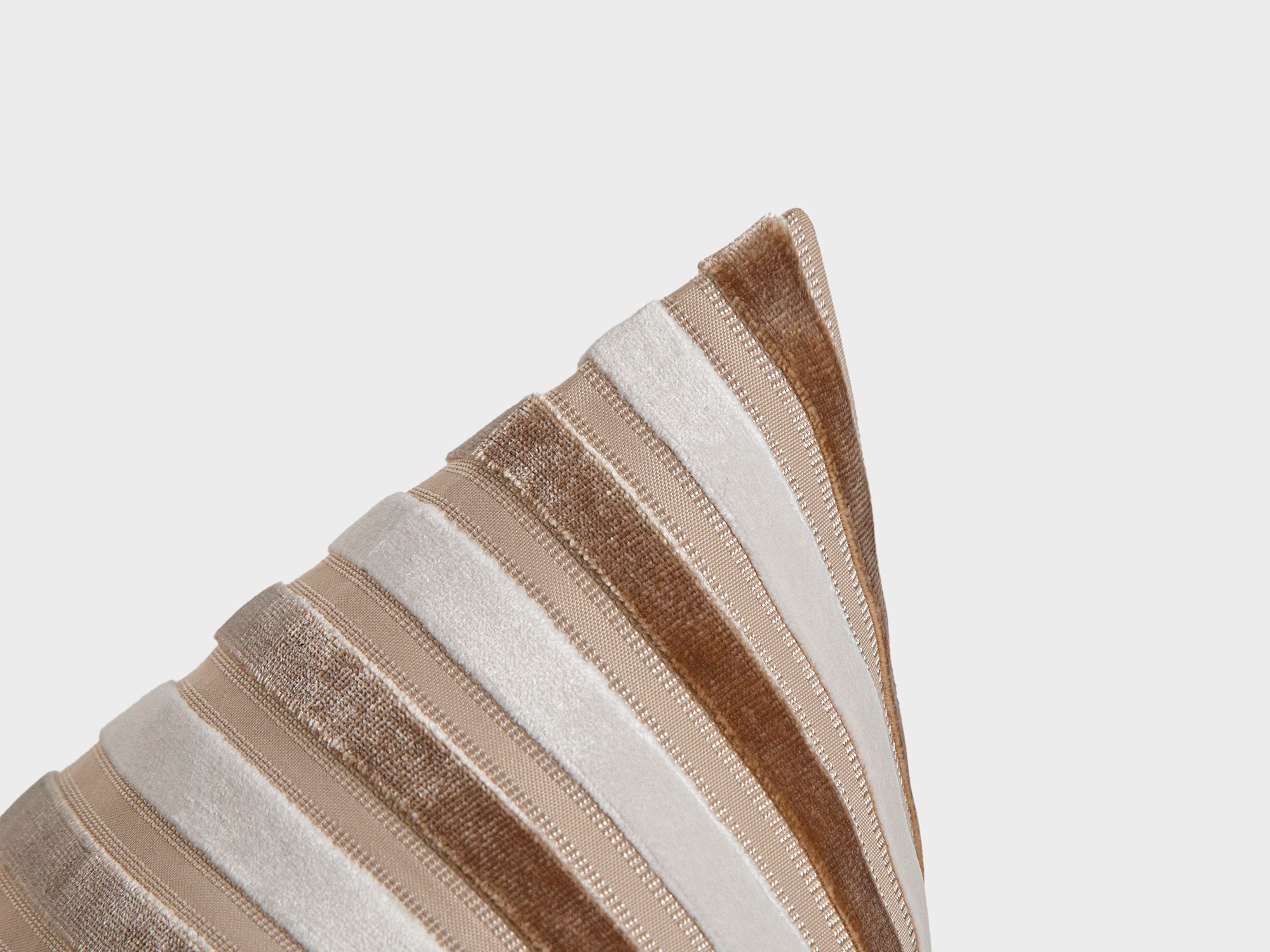 Blush Beige Striped Velvet Pillow Cover