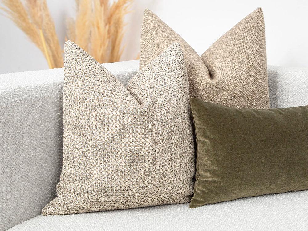 Beige Textured Boho Pillow Cover