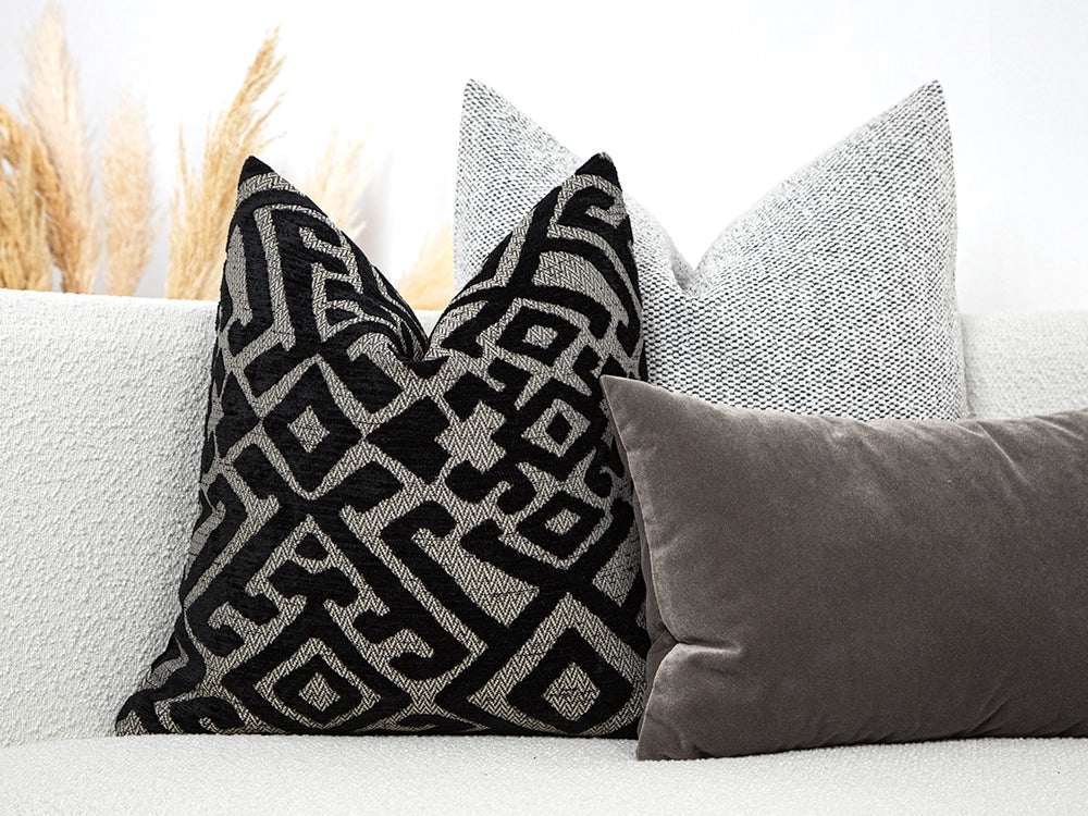 Black and Gray Textured Pillow Cover