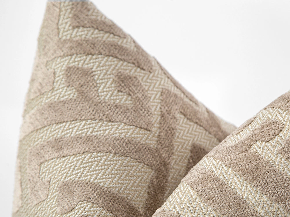 Beige Textured Ethnic Pillow Cover