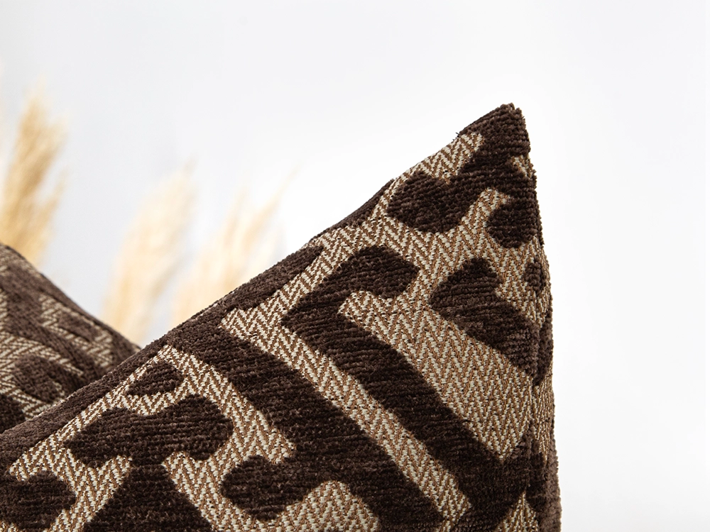 Brown and Beige Textured Tribal Pillow Cover