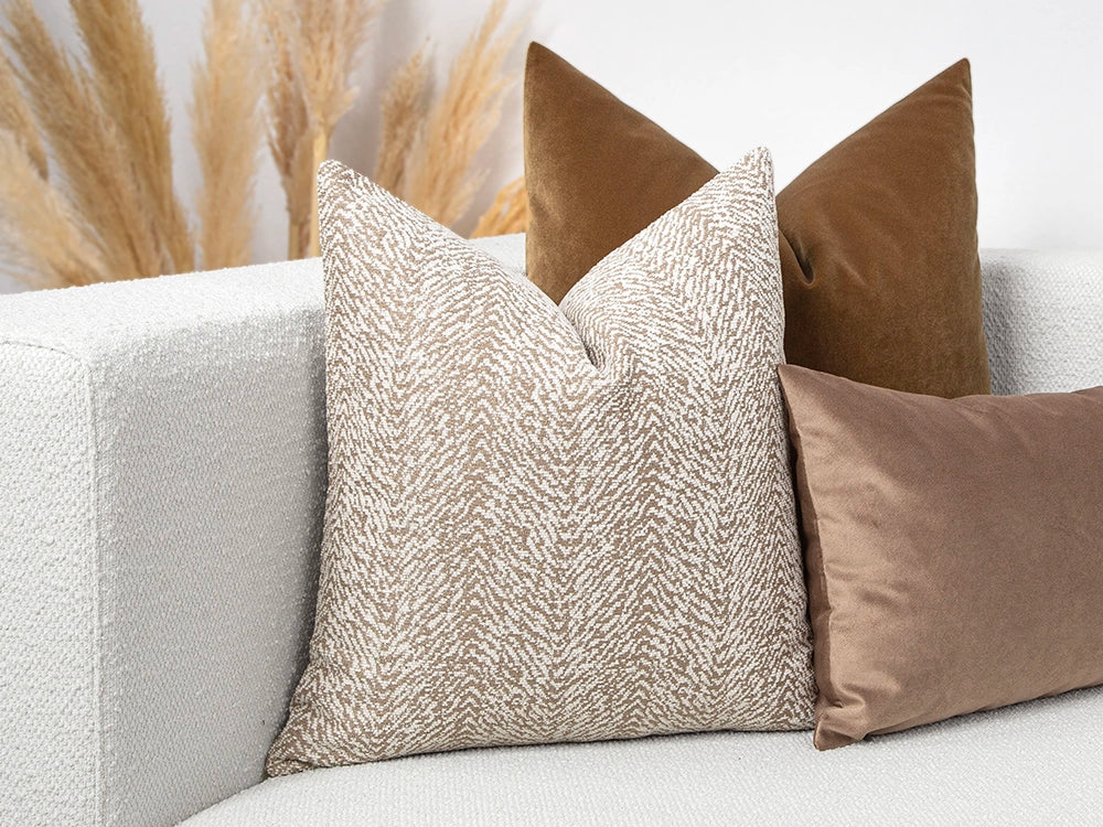 Cream and Beige Textured Pillow Cover