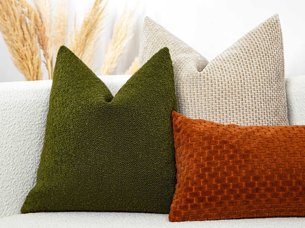 Green Boucle Super Soft Pillow Cover