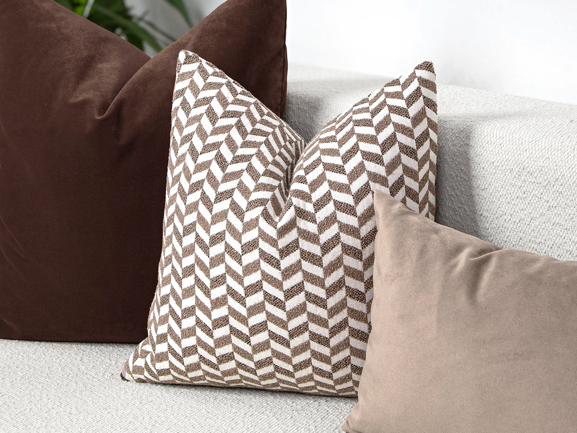 Brown Herringbone Pillow Cover