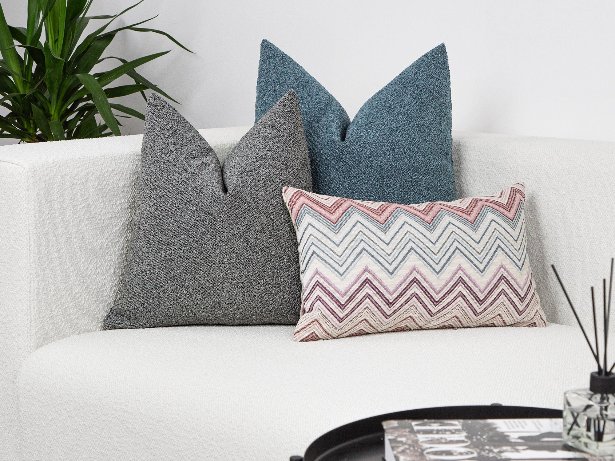 Gray Boucle Pillow Cover