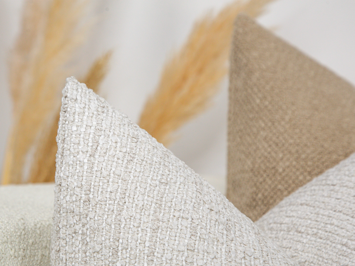 Ivory Linear Boucle Pillow Cover