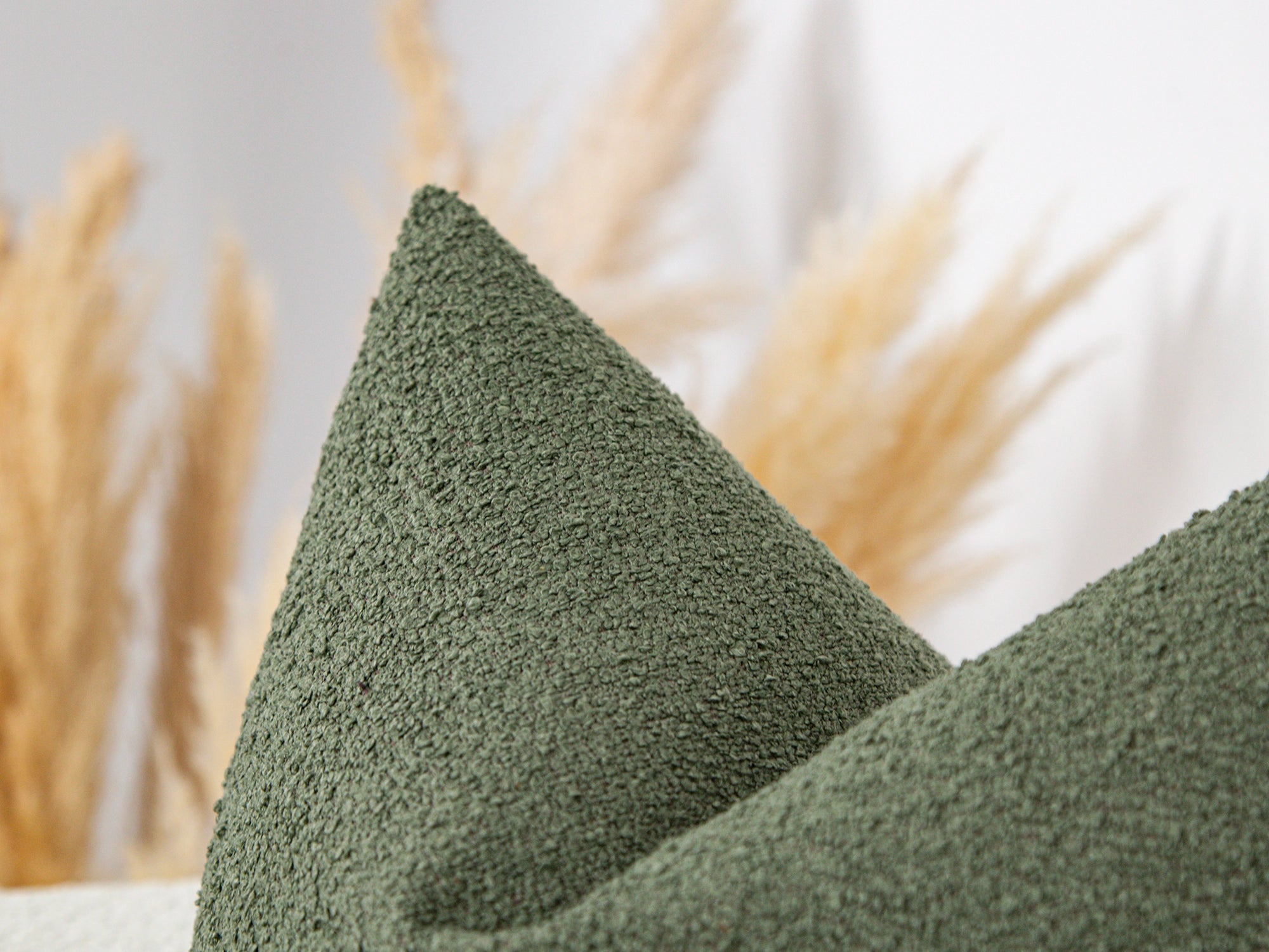 Moss Green Boucle Pillow Cover