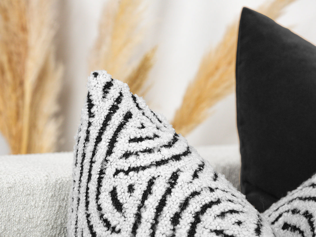 Off White Abstract Geo Textured Pillow Cover