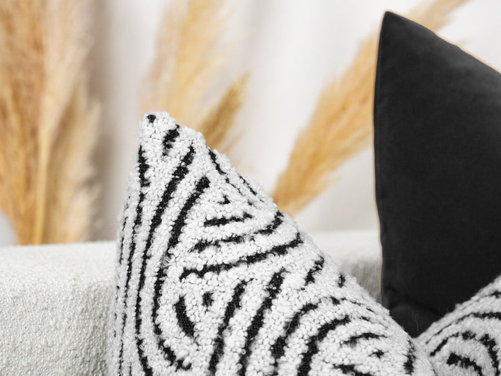 Off White Abstract Textured Pillow Cover