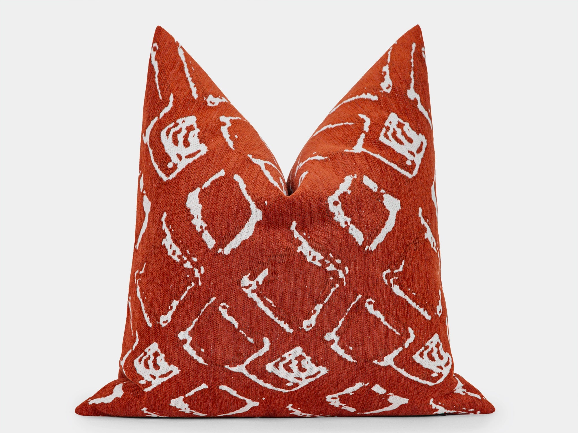 Brick Red Abstract Ikat Pillow Cover