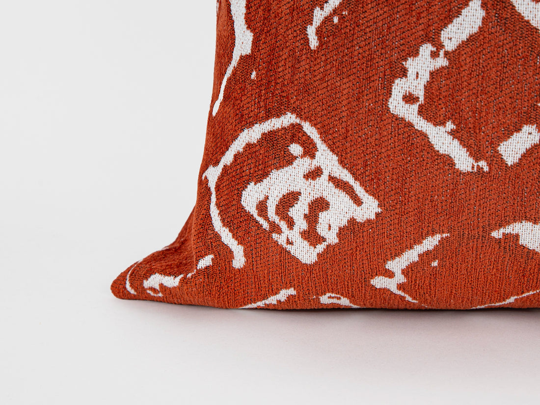 Brick Red Abstract Ikat Pillow Cover