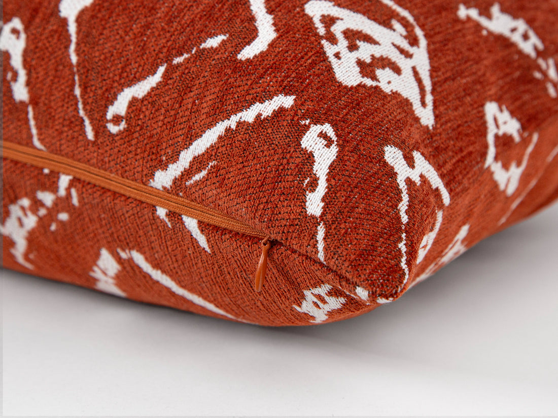 Brick Red Abstract Ikat Pillow Cover