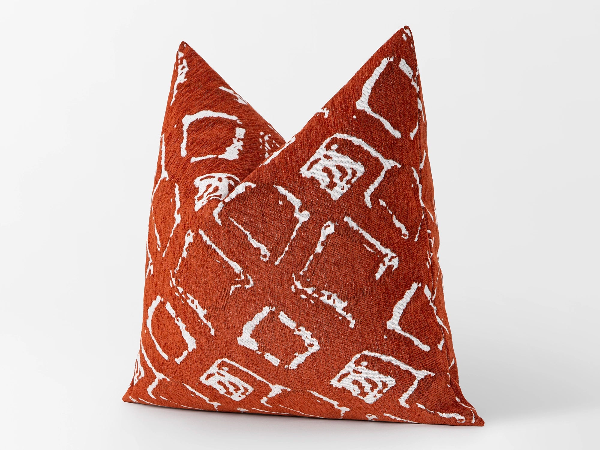 Brick Red Abstract Ikat Pillow Cover