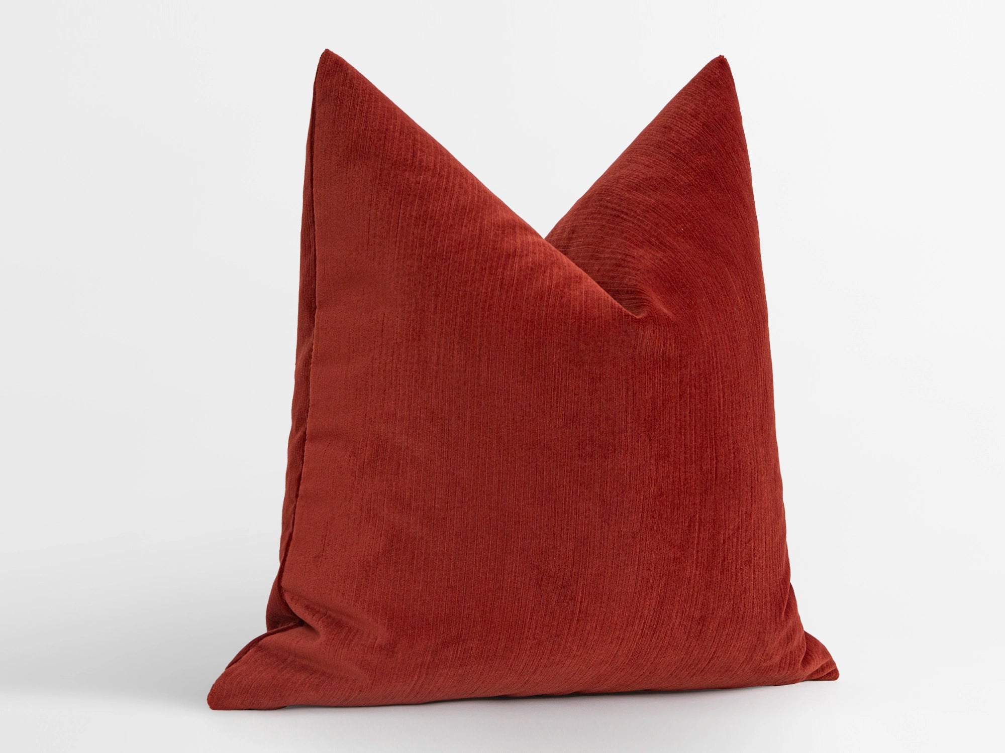 Dusty Red Ribbed Velvet Pillow Cover
