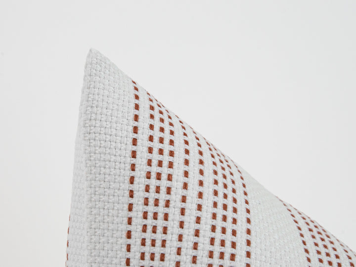 Ivory and Red Striped Outdoor Pillow Cover