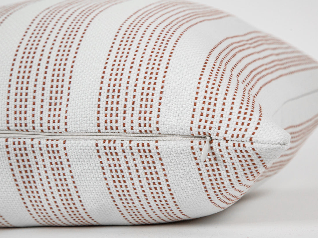 Brick Red Striped Outdoor Pillow Cover