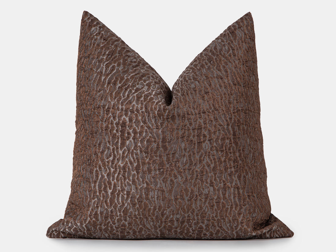 Brown Abstract Jacquard Pillow Cover