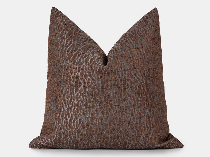 Brown Abstract Jacquard Pillow Cover