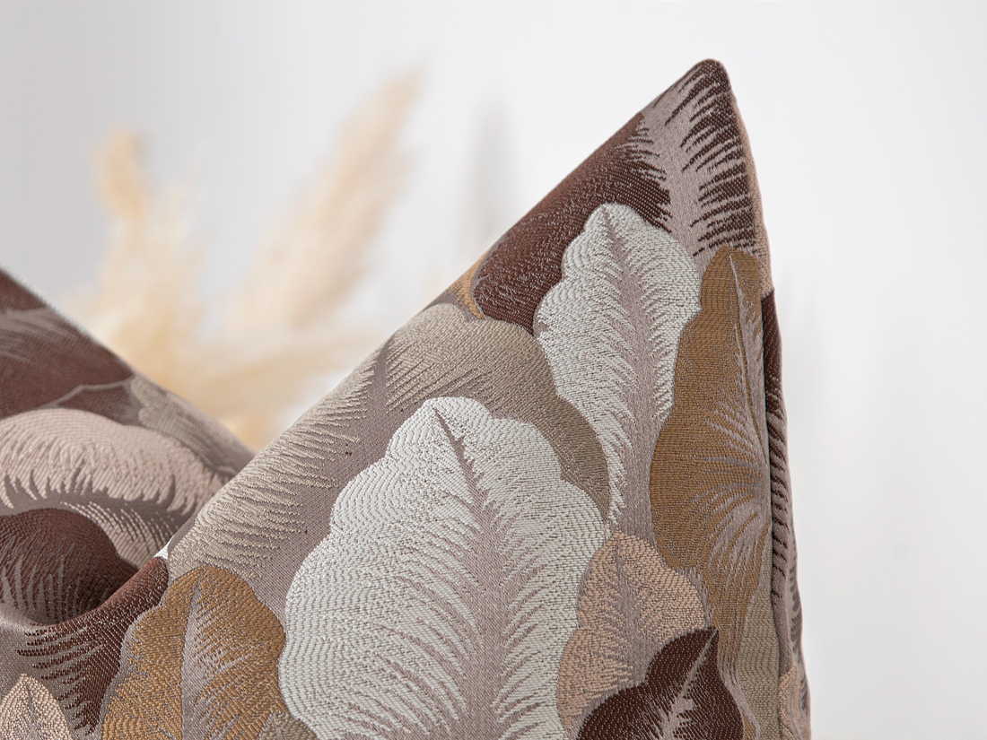 Brown Jacquard Pillow Cover - Woven & Luxury