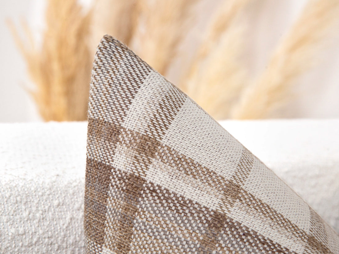 Brown Beige Plaid Pillow Cover