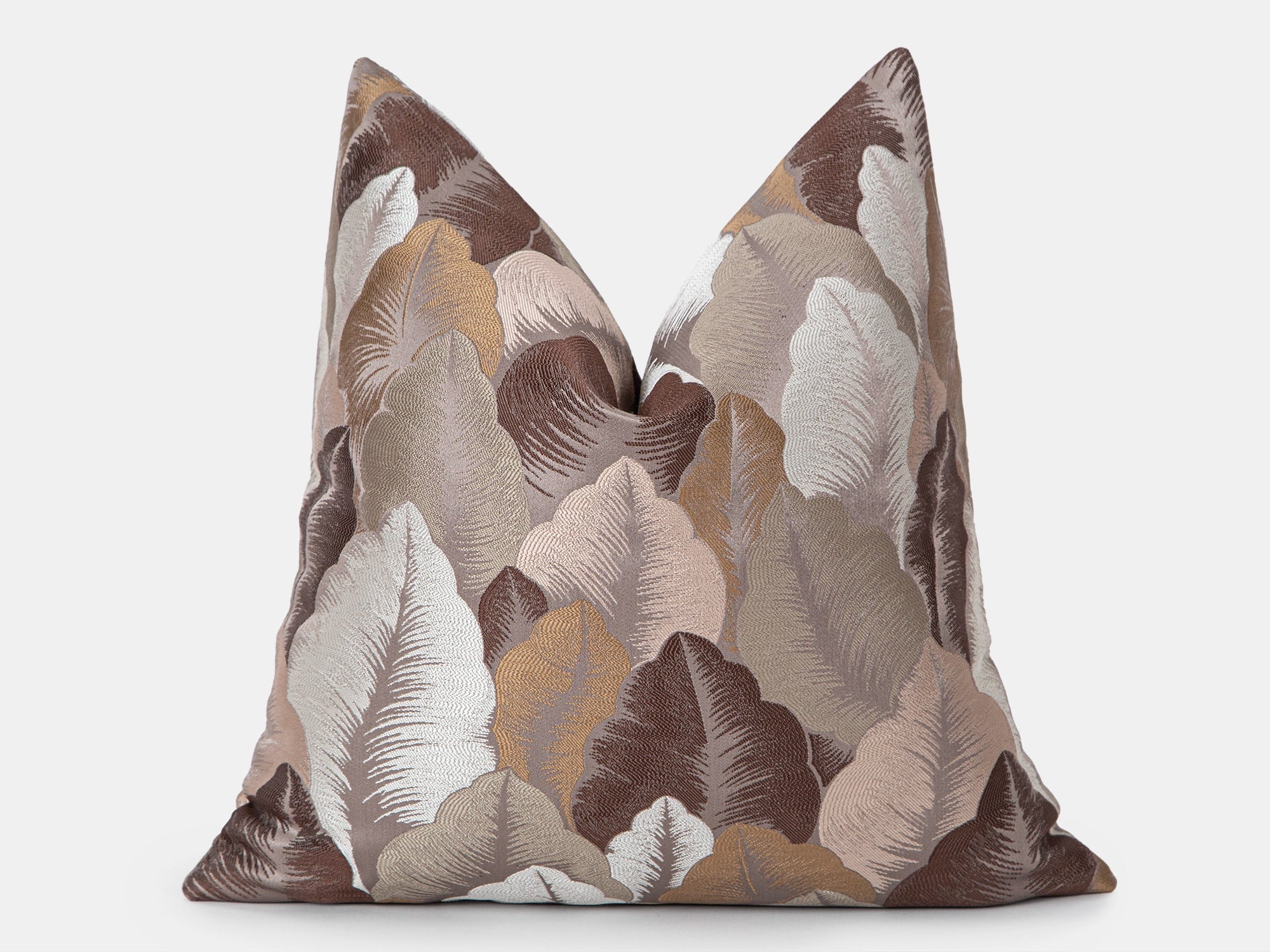 Brown Jacquard Pillow Cover - Woven & Luxury