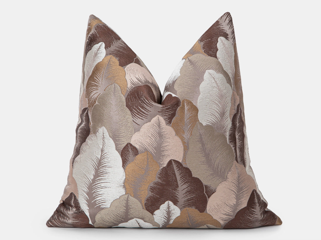 Brown Jacquard Pillow Cover - Woven & Luxury