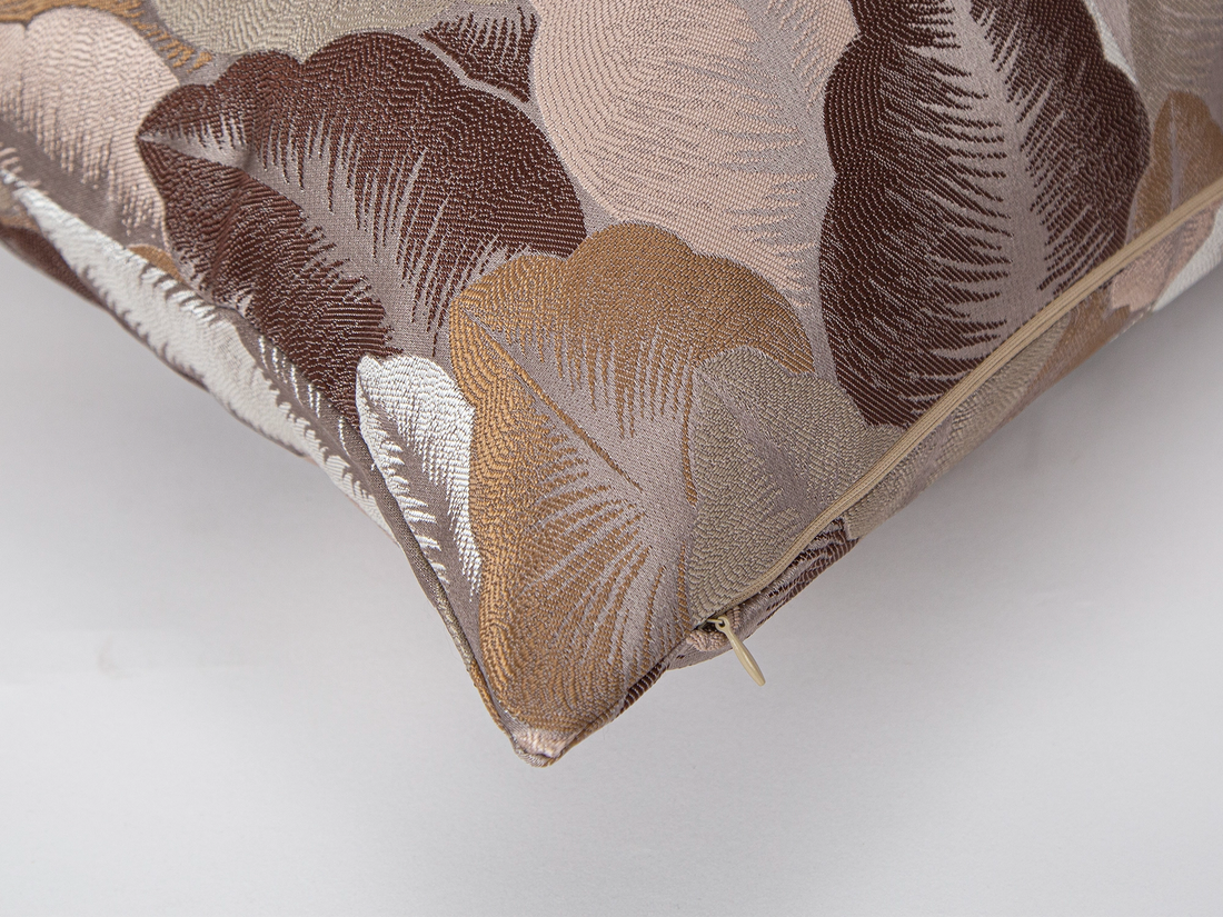 Brown Jacquard Pillow Cover - Woven & Luxury