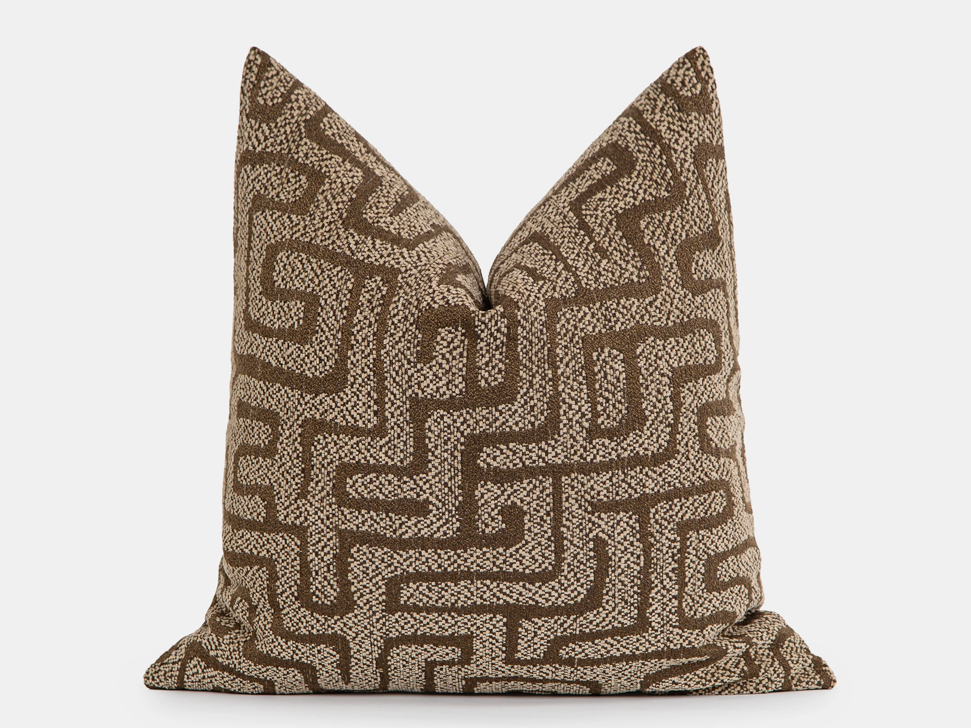Brown Beige Maze Pillow Cover - Tessera Collection