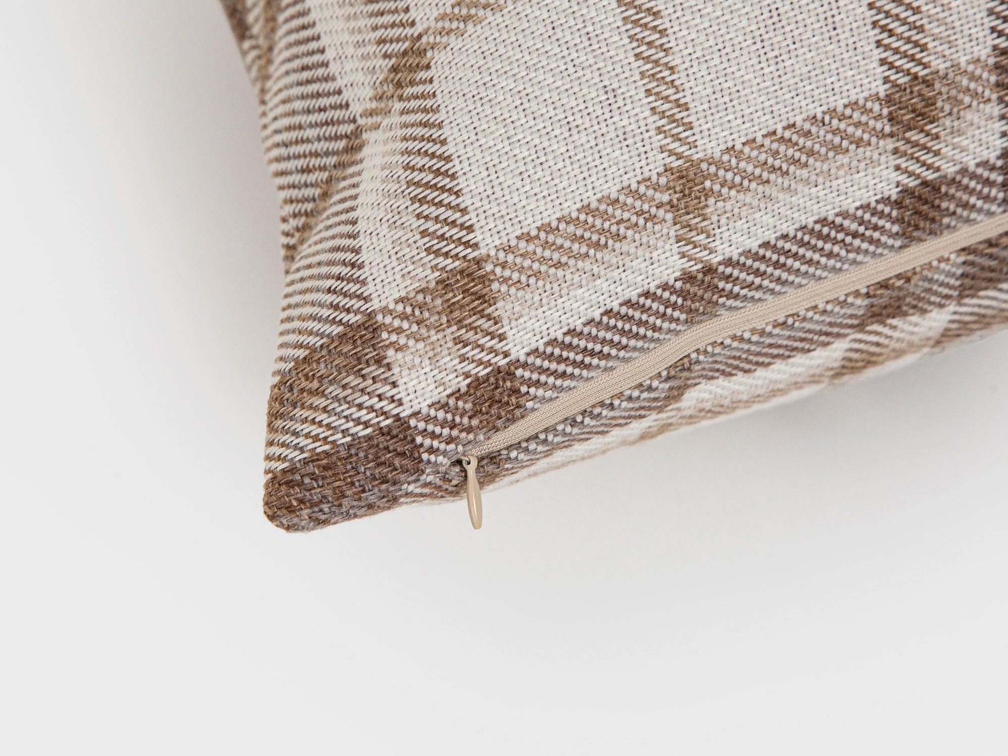 Brown Beige Plaid Pillow Cover