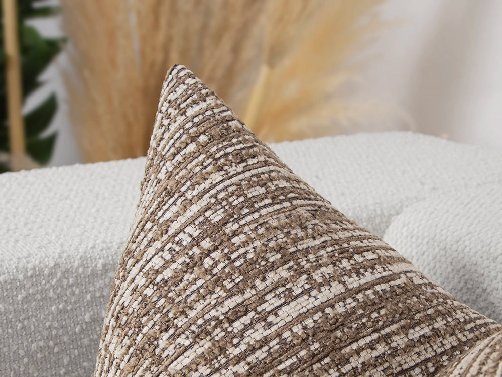 Brown and Beige Striped Pillow Cover