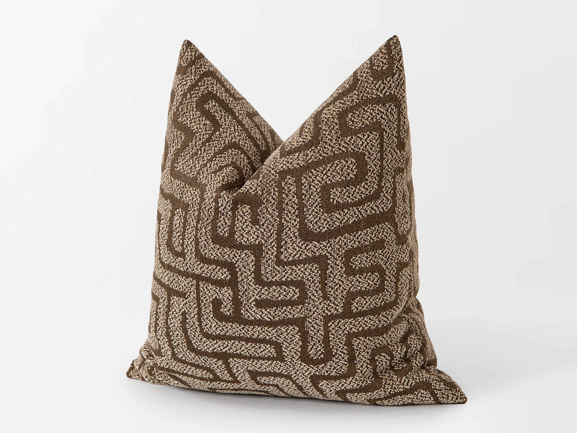 Brown Beige Maze Pillow Cover - Tessera Collection